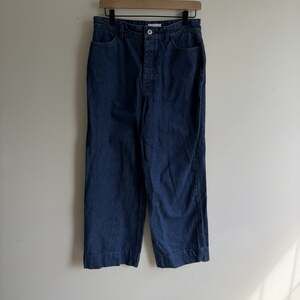 Kowtow Wide Leg Blue Jeans Womens Size Medium Button Fly Organic Cotton Casual